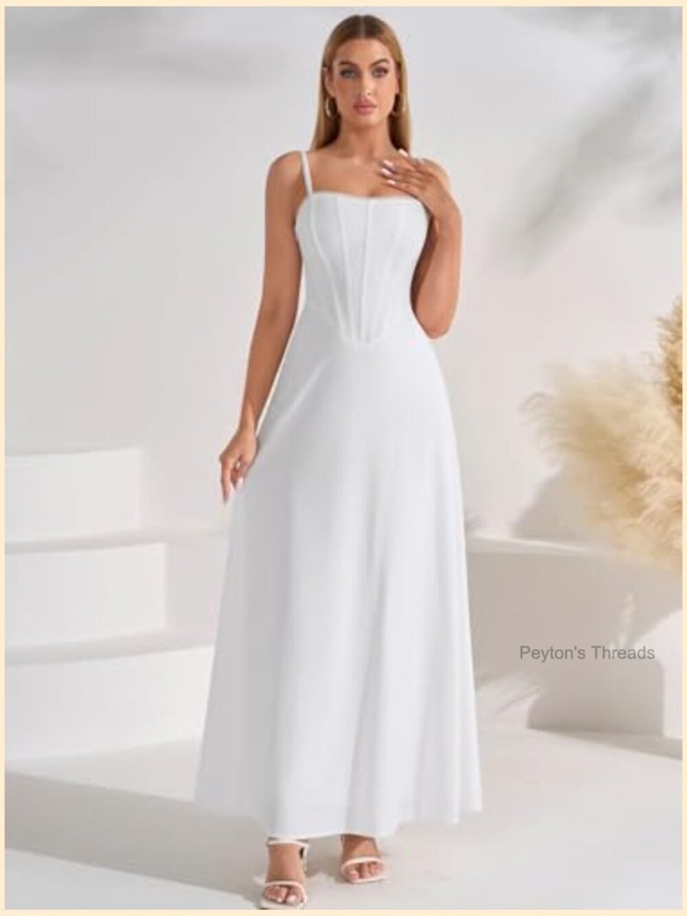 Corset Maxi Wedding Guest Dress Spaghetti Strap Flowy A Line Tea Party Long Sun - Picture 5 of 7